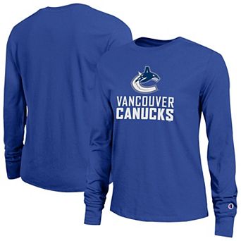 Women's Champion Royal Vancouver Canucks Wordmark Lockup Long Sleeve T-Shirt