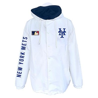 Men's Mitchell & Ness White New York Mets Big & Tall Full-Snap Hooded Jacket