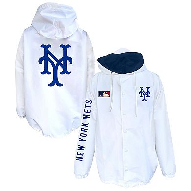 Men's Mitchell & Ness White New York Mets Big & Tall Full-Snap Hooded Jacket