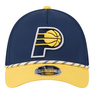 Men's New Era Navy/Gold Indiana Pacers Rope Two-Tone M-Crown A-Frame 39THIRTY Flex Hat