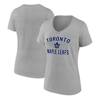 Women's Logo Athletic Heather Gray Toronto Maple Leafs Arch Victory V-Neck T-Shirt