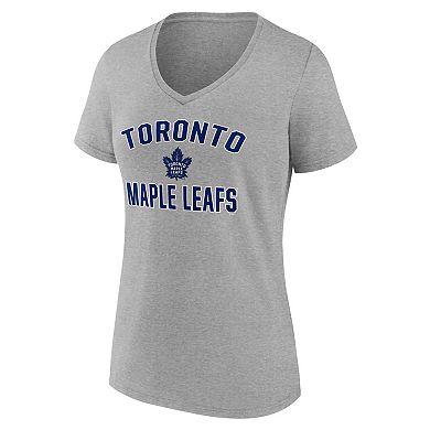 Women's Logo Athletic Heather Gray Toronto Maple Leafs Arch Victory V-Neck T-Shirt