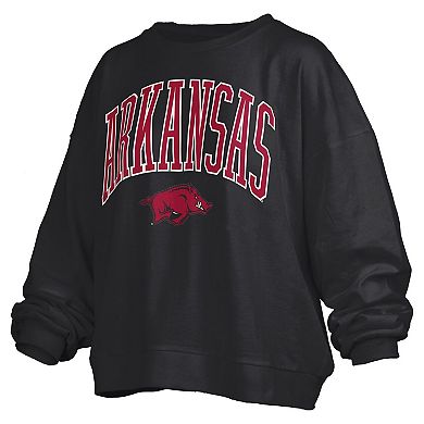 Women's Pressbox Black Arkansas Razorbacks Plus Size Nelson Janise Sweatshirt