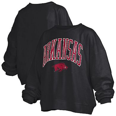 Women's Pressbox Black Arkansas Razorbacks Plus Size Nelson Janise Sweatshirt