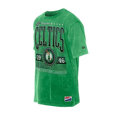 Men's New Era Green Boston Celtics Oversized Throwback Collection Mineral Wash T-Shirt