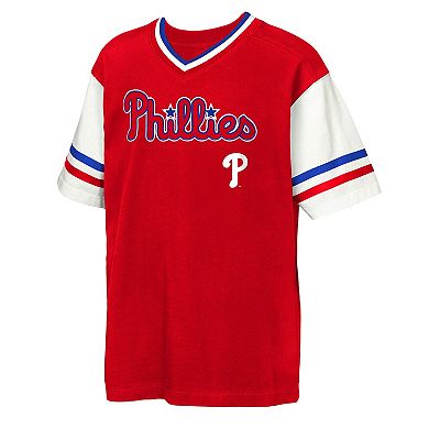 Youth Outerstuff Red Philadelphia Phillies Big League Base Runner Ringer T-Shirt