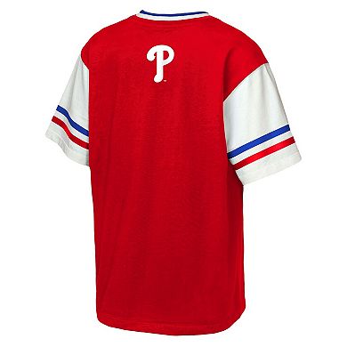 Youth Outerstuff Red Philadelphia Phillies Big League Base Runner Ringer T-Shirt