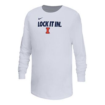 Youth Nike White Illinois Fighting Illini On-Court Bench Legend Dri-FIT Long Sleeve T-Shirt