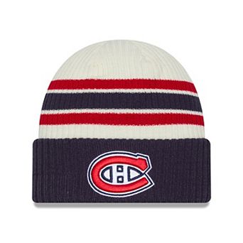 Men's New Era Cream/Navy Montreal Canadiens Vintage Cuffed Knit Hat