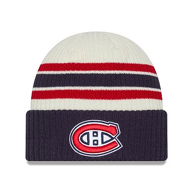 Men's New Era Cream/Navy Montreal Canadiens Vintage Cuffed Knit Hat