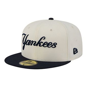 Men's New Era Cream New York Yankees Two-Tone Stitch 59FIFTY Fitted Hat