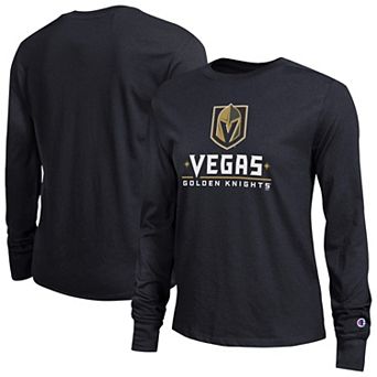 Women's Champion Black Vegas Golden Knights Wordmark Lockup Long Sleeve T-Shirt
