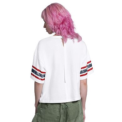 Women's Starter White Atlanta Braves Cropped Hurry Up Offense T-Shirt