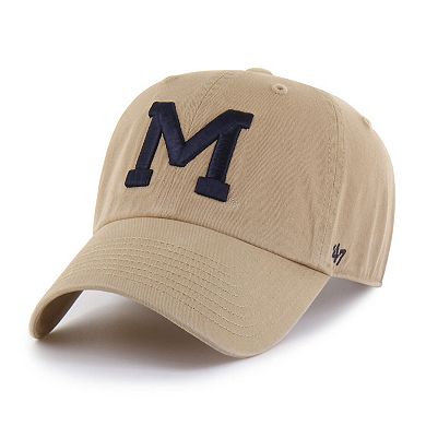 Men's '47 Khaki Michigan Wolverines Vault Clean Up Adjustable Hat