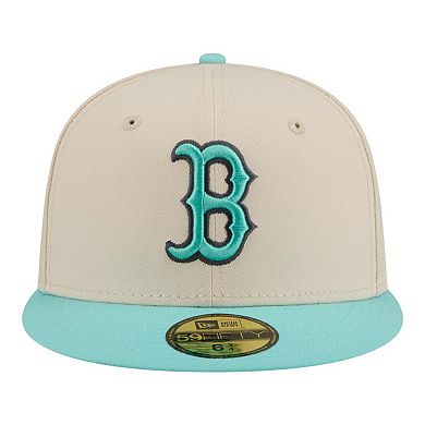 Men's New Era Light Beige/Turquoise Boston Red Sox Two-Tone Color Pack 59FIFTY Fitted Hat
