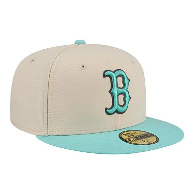 Men's New Era Light Beige/Turquoise Boston Red Sox Two-Tone Color Pack 59FIFTY Fitted Hat