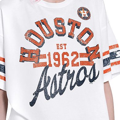 Women's Starter White Houston Astros Cropped Hurry Up Offense T-Shirt