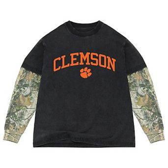 Men's Uscape Apparel Black/Camo Clemson Tigers Back Bay Twofer Heavyweight Long Sleeve T-Shirt