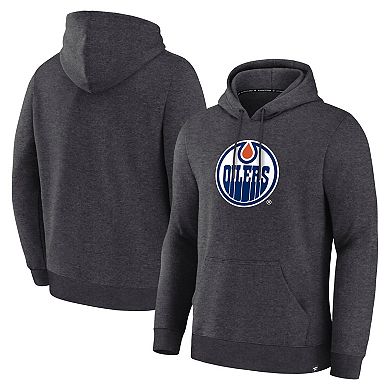 Men's Fanatics Heather Charcoal Edmonton Oilers Essential Hoodie