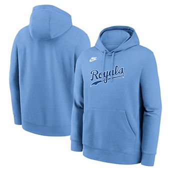 Men's Nike Light Blue Kansas City Royals Cooperstown Collection Wordmark Club Hoodie