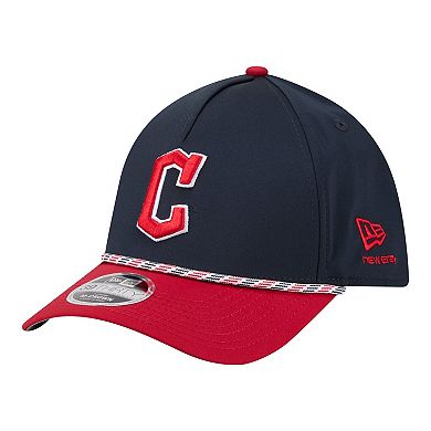 Men's New Era Navy/Red Cleveland Guardians Rope M-Crown A-Frame 39THIRTY Flex Hat