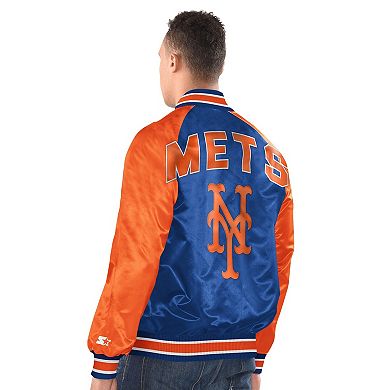Men's Starter Royal/Orange New York Mets Blitz Varsity Jacket