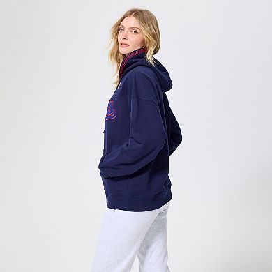 Women's Terez Navy Chicago Cubs Swizzle Baseball Stitch Hoodie