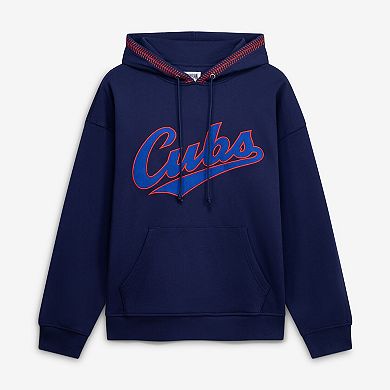 Women's Terez Navy Chicago Cubs Swizzle Baseball Stitch Hoodie