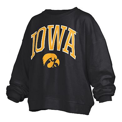 Women's Pressbox Black Iowa Hawkeyes Plus Size Nelson Janise Sweatshirt