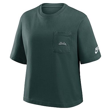 Women's Nike Green Michigan State Spartans Legacy Pocket Boxy T-Shirt