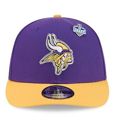 Men's New Era Purple/Gold Minnesota Vikings 2026 NFL Draft On Stage Pre-Curved 9FIFTY Snapback Hat