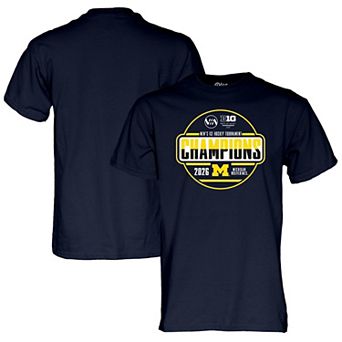 Unisex Blue 84 Navy Michigan Wolverines 2026 Big Ten Men's Ice Hockey Tournament Champions Locker Room T-Shirt