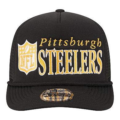 Men's New Era Black Pittsburgh Steelers Throwback Foam 19TWENTY Adjustable Hat