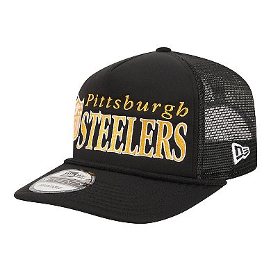 Men's New Era Black Pittsburgh Steelers Throwback Foam 19TWENTY Adjustable Hat