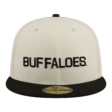 Men's New Era Cream/Black Colorado Buffaloes Two-Tone Script 59FIFTY Fitted Hat