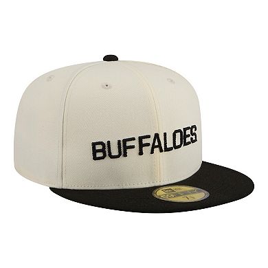 Men's New Era Cream/Black Colorado Buffaloes Two-Tone Script 59FIFTY Fitted Hat