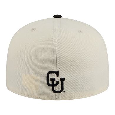 Men's New Era Cream/Black Colorado Buffaloes Two-Tone Script 59FIFTY Fitted Hat