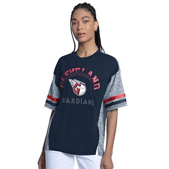 Women's G-III 4Her by Carl Banks Navy Cleveland Guardians Off-Season Oversized Top