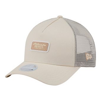 Women's New Era Light Beige Atlanta Braves Tonal Patch 9FORTY M-Crown A-Frame Trucker Adjustable Hat