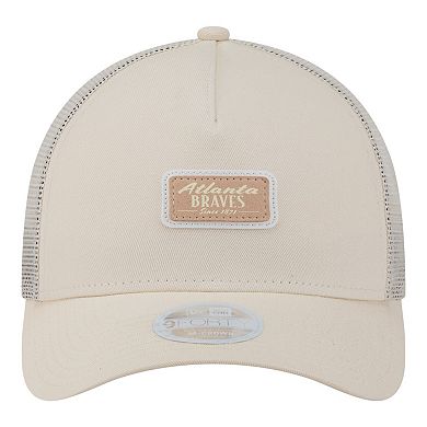 Women's New Era Light Beige Atlanta Braves Tonal Patch 9FORTY M-Crown A-Frame Trucker Adjustable Hat