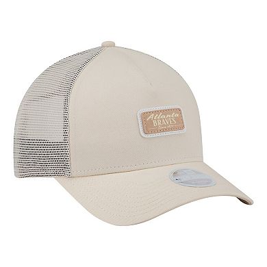 Women's New Era Light Beige Atlanta Braves Tonal Patch 9FORTY M-Crown A-Frame Trucker Adjustable Hat