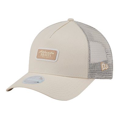 Women's New Era Light Beige Atlanta Braves Tonal Patch 9FORTY M-Crown A-Frame Trucker Adjustable Hat