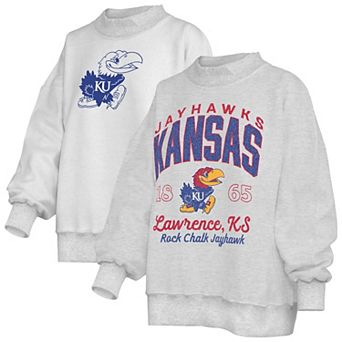 Women's Pressbox Heather Gray Kansas Jayhawks Reversible Sweatshirt