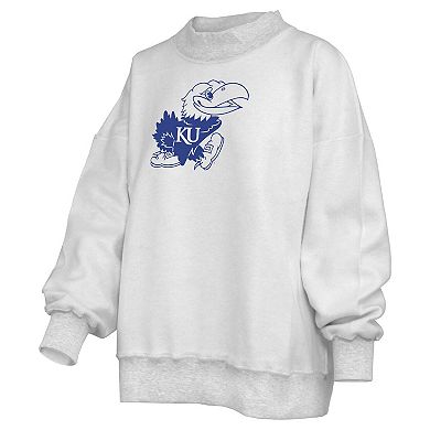 Women's Pressbox Heather Gray Kansas Jayhawks Reversible Sweatshirt