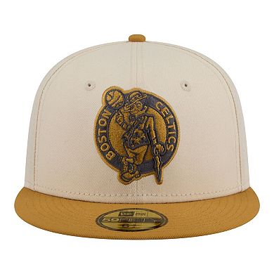 Men's New Era Cream/Tan Boston Celtics Two-Tone Color Pack 59FIFTY Fitted Hat