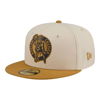 Men's New Era Cream/Tan Boston Celtics Two-Tone Color Pack 59FIFTY Fitted Hat