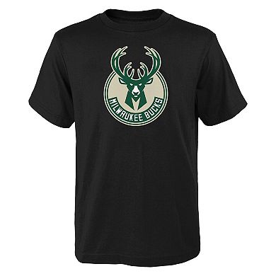 Youth Outerstuff Black Milwaukee Bucks Primary Logo T-Shirt