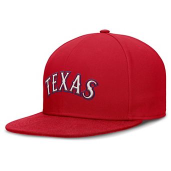 Men's Nike Red Texas Rangers Wordmark Dri-FIT Round Bill True Fitted Hat