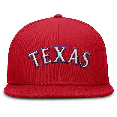 Men's Nike Red Texas Rangers Wordmark Dri-FIT Round Bill True Fitted Hat