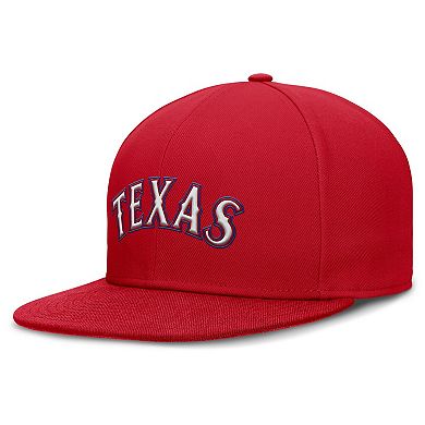Men's Nike Red Texas Rangers Wordmark Dri-FIT Round Bill True Fitted Hat